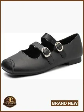 Shoes | Womens Square Toe Mary Jane Flats With Buckle Strap Slip On ...